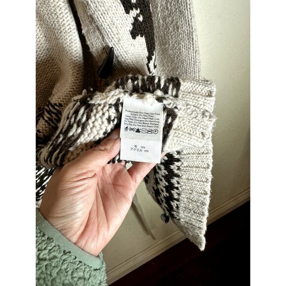 Eddie Bauer Collectibles Deer Cardigan Women’s Large Beige Tie Waist Y2K VTG - Picture 5 of 12